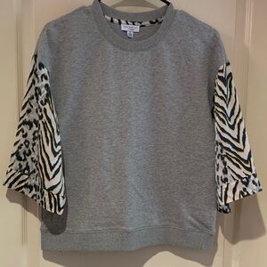 Current Air Gray Sweatshirt with Patterned Trim